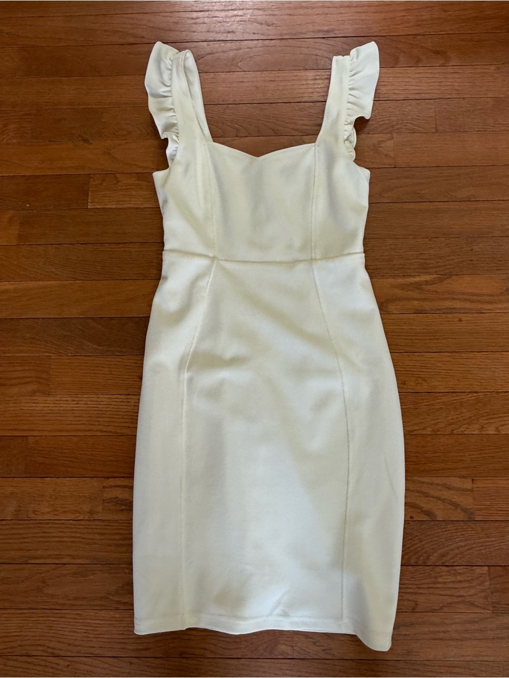Lulu's Cream Ruffle Strap Sheath Mini Dress